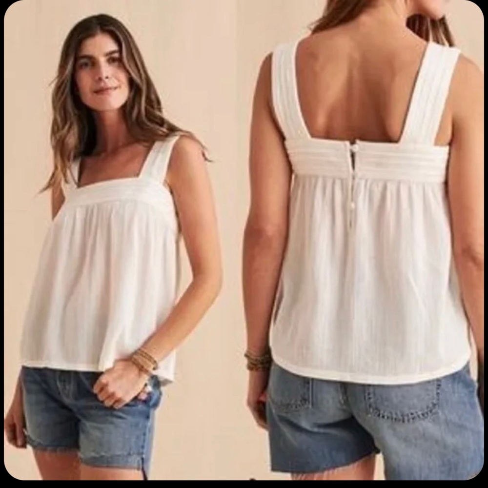 Faherty Ozette Dobby Top Organic Cotton WOMENS SIZE M MEDIUM IVORY NEW